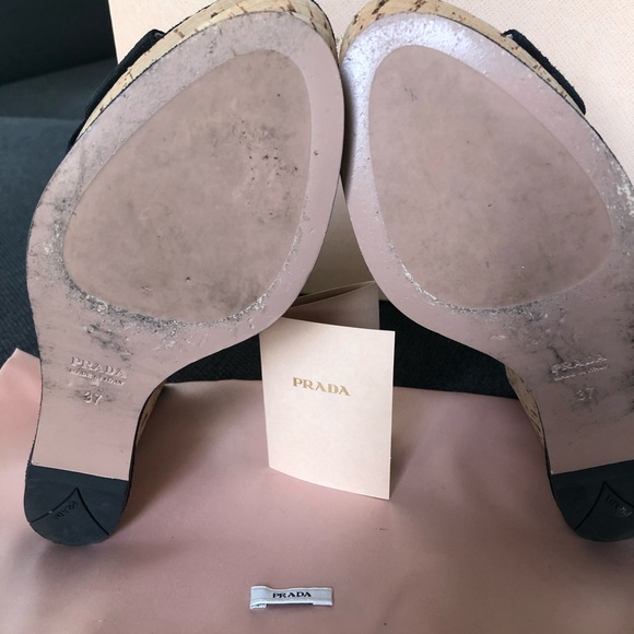 Prada Suede and Cork Platform Sandals - Picture 6 of 8